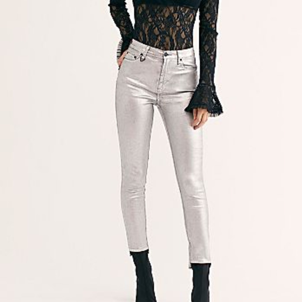 Free People Neon Blonde Bombshell Metal Jeans